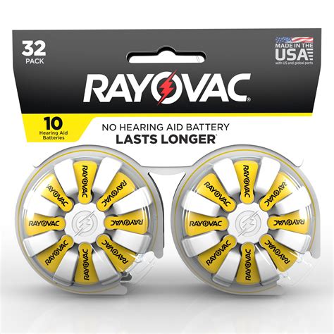 Rayovac Hearing Aid Batteries Size 10, Yellow Tab (32 Count) - Walmart.com - Walmart.com