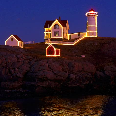 Nubble Lighthouse Shines Brightly in Holiday Lights - York, Maine