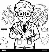 Black And White Cartoon Illustration Of Scientist Or Professor  sketch template
