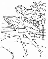Barbie Surfing Coloring Page  Free Printable Pages sketch template