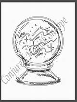 Stress Free Witchy Coloring Page Crystal Ball  Etsy sketch template