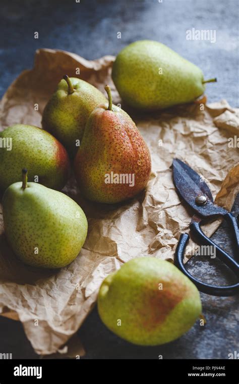 Fresh Forelle pears Stock Photo - Alamy