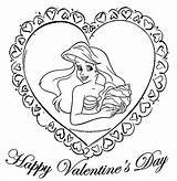 Ariel Little Mermaid Say Happy Valentine’s Day Coloring Page  Kids sketch template