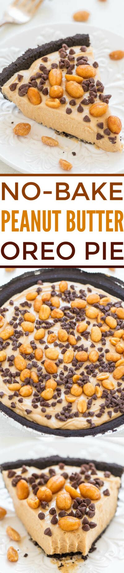 No-Bake Peanut Butter Silk Oreo Pie - Averie Cooks