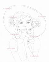 Grayscale Coloring Page Digital Stamp Digi Girl Vintage  Etsy Canada sketch template