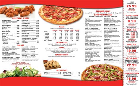 Clubhouse Pizza menu in Onsted, Michigan, USA