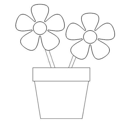 Simple Flower Pot Coloring Page - Free Printable Coloring Pages for Kids