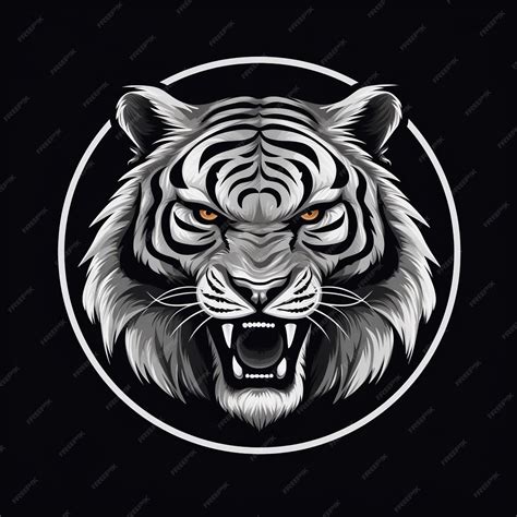 Premium AI Image | Tiger head face logo or icon in white on black background International Tiger ...