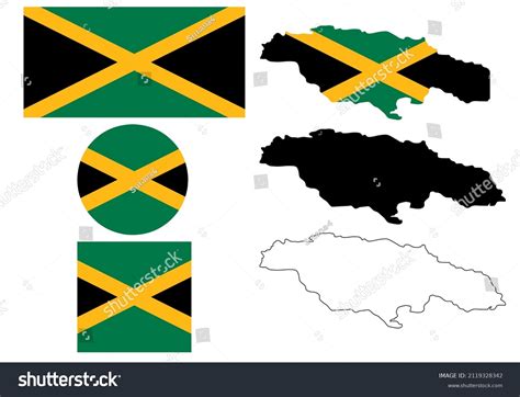 Jamaica Map Flag Set Vector Stock Vector (Royalty Free) 2119328342