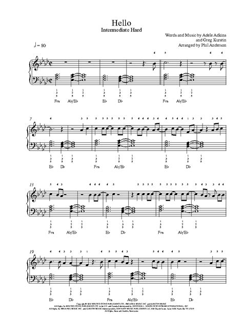 Hello by Adele Piano Sheet Music | Intermediate Level