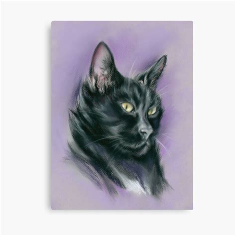 "Black Cat Sidhe Mythical Feline Portrait" Canvas Print by ...