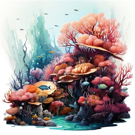 Premium Vector | Watercolor Vector Great Barrier Reef On White Background