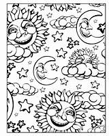 Trippy Sun And Moon Coloring Pages sketch template