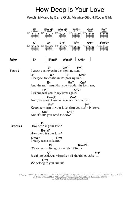 How Deep Is Your Love by Take That - Guitar Chords/Lyrics - Guitar ...