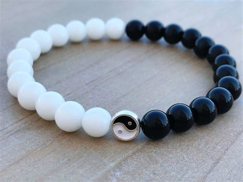 Yin Yang Bracelet, Yoga Bracelet, Onyx Bracelet, White Onyx, Black Onyx ...