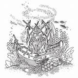 Coloring Pages Shipwreck sketch template