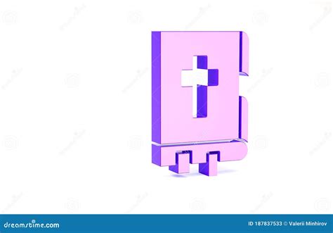 Purple Holy Bible Book Icon Isolated On White Background. Minimalism ...