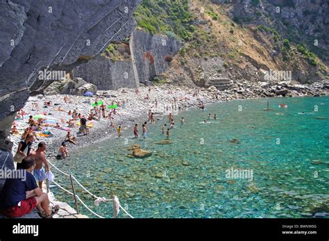 Beach Riomaggiore 5 Cinque Terre Italy fun Stock Photo - Alamy