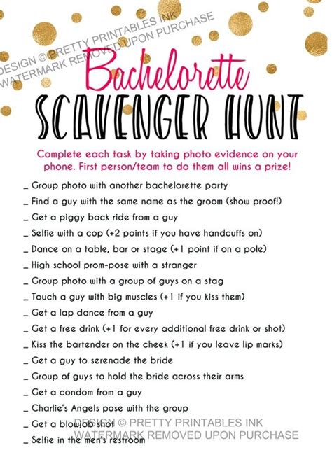 Bachelorette Party Games Scavenger Hunt