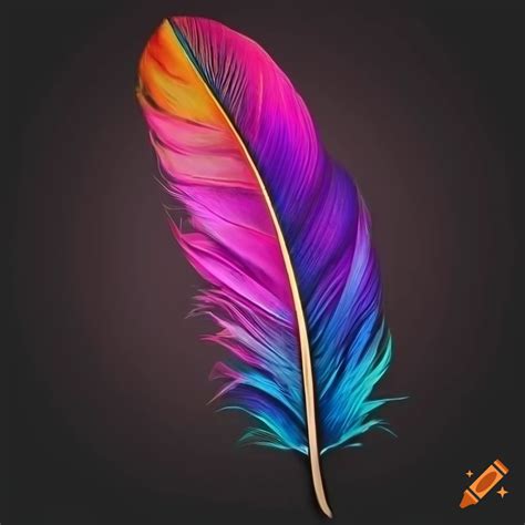 Colorful feather on black background on Craiyon