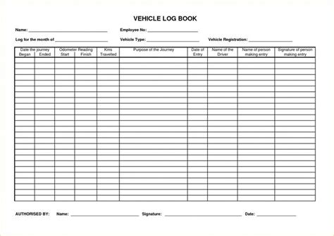 Printable Vehicle Log Book Template - Printable Word Searches