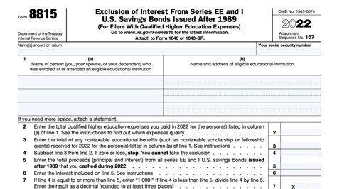 IRS Form 8815 Instructions - Tax-Free Savings Bonds for College