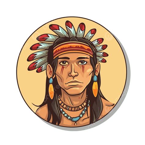 Cartoon Indian Man With Feathers Vector Clipart Sticker Design With | The Best Porn Website