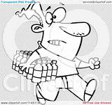 Cartoon Clipart Of A Black And White Man Carrying Flat Bottled  sketch template