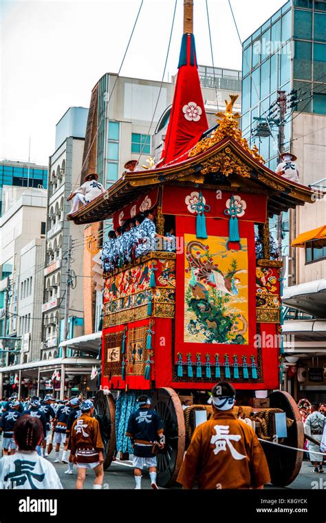 Gion Matsuri Floats are wheeled through the city in Japans most famous ...