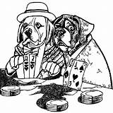 Dogs Playing Poker Coloring Page · Creative Fabrica sketch template