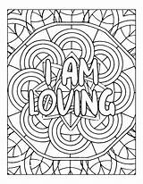 Positive Affirmation Coloring Pages Quotes Sketch Page sketch template