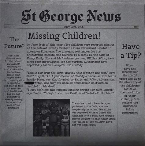 Fan-made FNaF Newspaper! | Five Nights At Freddy's Amino