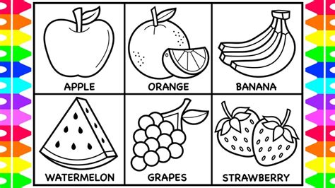 How to Draw Fruit for Kids 🍏🍊🍌🍉🍇🍓Fruit Drawings for Kids ...