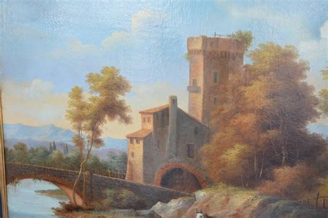 Large 19th Century Italian Landscape Oil Painting For Sale at 1stdibs