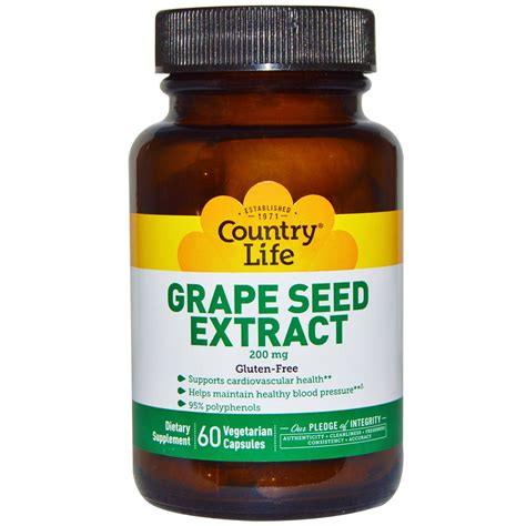 Country Life, Grape Seed Extract, 200 mg, 60 Veggie Caps - iHerb