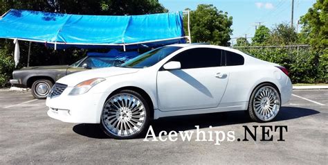 Ace-1: Female's White Nissan Altima Coupe on 24" Autonomo Forgiatos