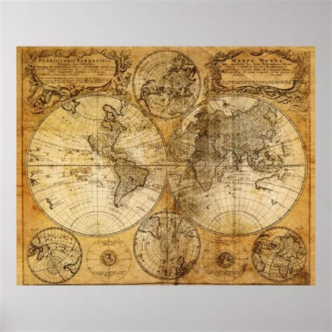 17th century Old World Map poster print | Zazzle.com