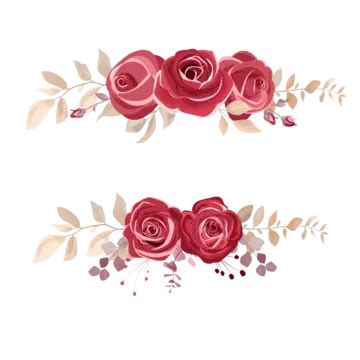 Collection Bouquet Of Maroon Red Flowers Wedding Invitation Decoration Or Greeting Card Vector ...