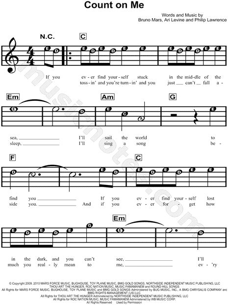 Count On Me Piano Chords Easy - Sheet and Chords Collection