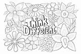 Premium Vector  Think different Floral Anti Stress coloring Page sketch template