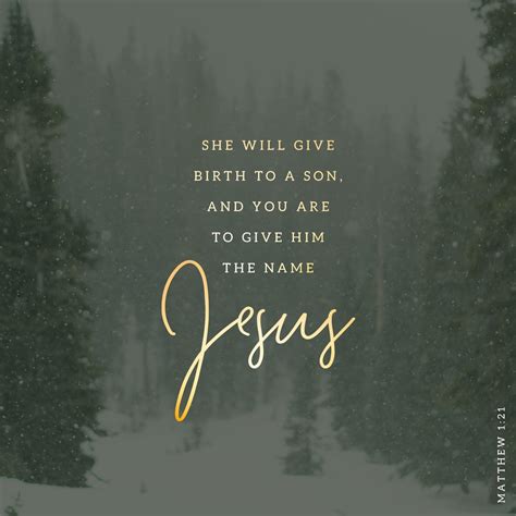 Matthew 1:21 She will give birth to a son, and you are to give him the ...