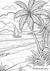 Tropical Paradise Coloring Page » Free Download Artus Art sketch template