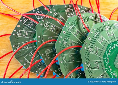 Close-up of a Large Green Microcircuit with Blue Components Stock Photo - Image of bright ...