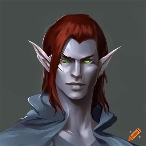 Portrait of a male elf with red hair and green eyes on Craiyon