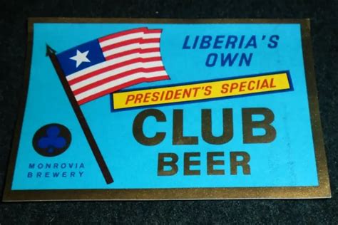 RARE MINT LIBERIA Club Beer, Monrovia Brewery, Africa Vintage Beer Bottle Label $9.00 - PicClick