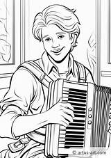 Accordion Player Coloring Page » Free Download Artus Art sketch template