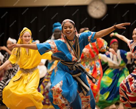 Premium AI Image | A multicultural celebration in the school auditorium with students dressed in ...