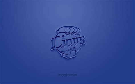 Saitama Seibu Lions, creative 3D logo, NPB, blue background, 3d emblem ...