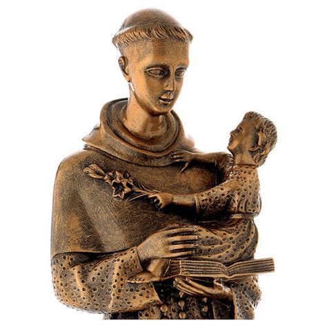 St. Anthony statue in bronzed marble powder composite 60 cm, OUTDOOR ...