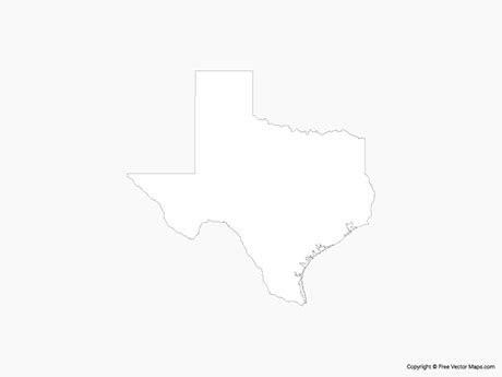 Printable Vector Map of Texas - Outline | Free Vector Maps